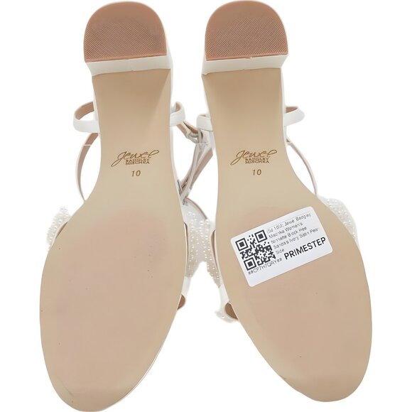 Jewel Badgley Mischka Ninnette Pearl Block Heel Sandals Ivory Women's US 10M - Picture 6 of 6